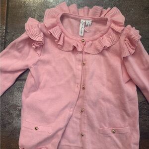 Pink Ruffled Kids Cardigan